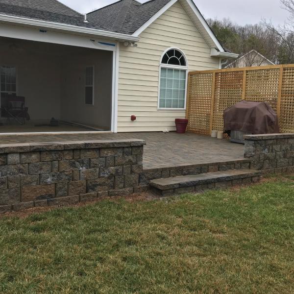 Back Yard Patio with Stone sitting wall