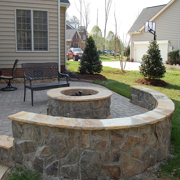 Patio with Wall and Firepit