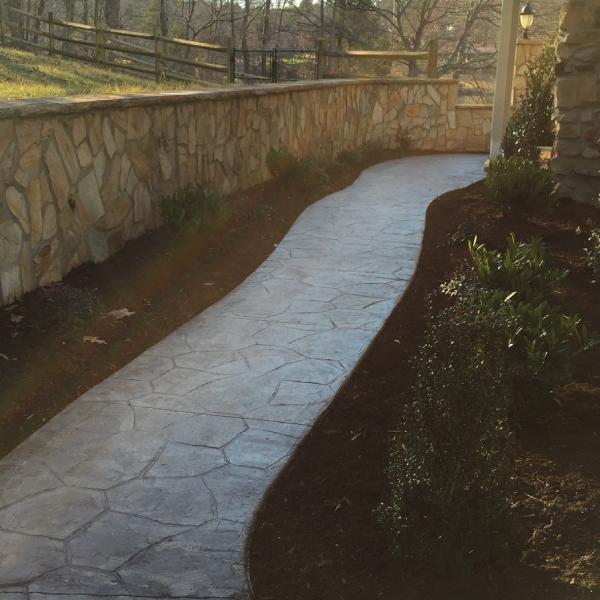 Stone Wall with Paver Walkway