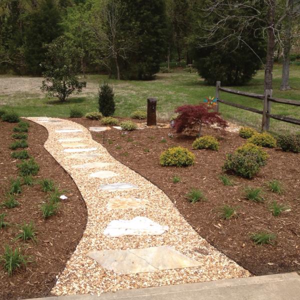 Crushed Stone Pathway with Landscaping