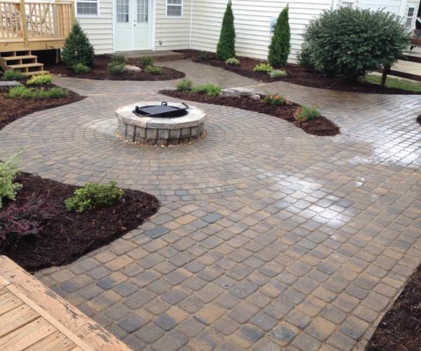 Patio with Firepit and Landscaping