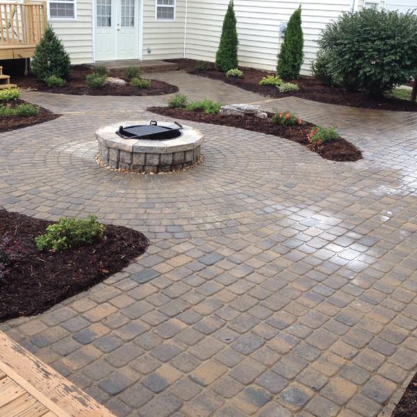 Patio with Firepit and Landscaping