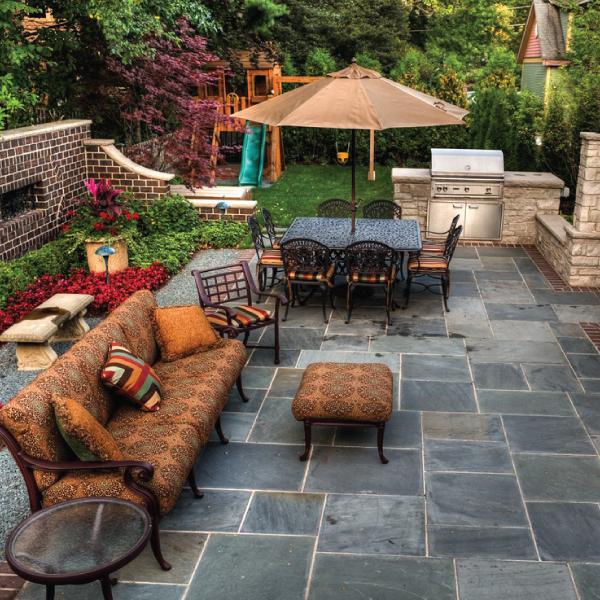 Patio with Outdoor Kitchen and Fireplace