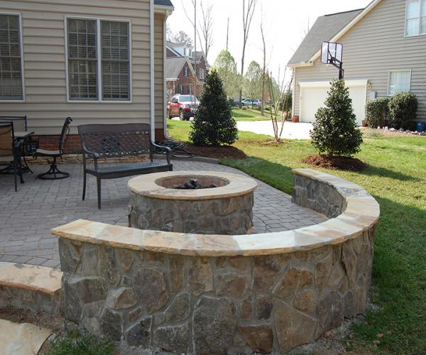 Patio with Wall and Firepit
