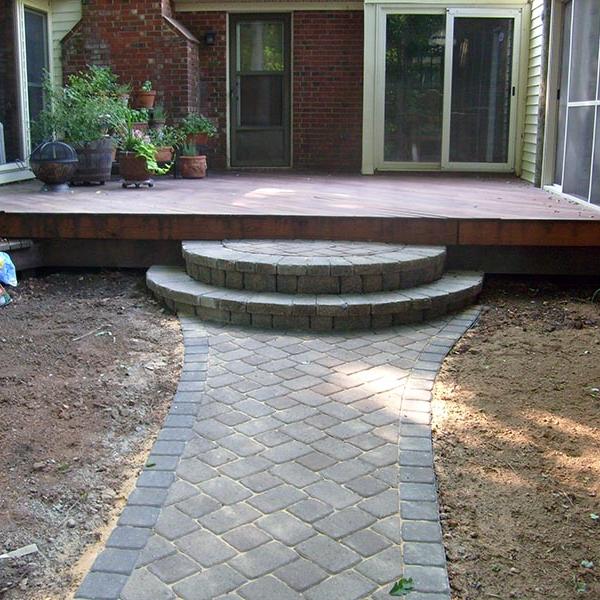 Paver Walkway with Rounded Steps